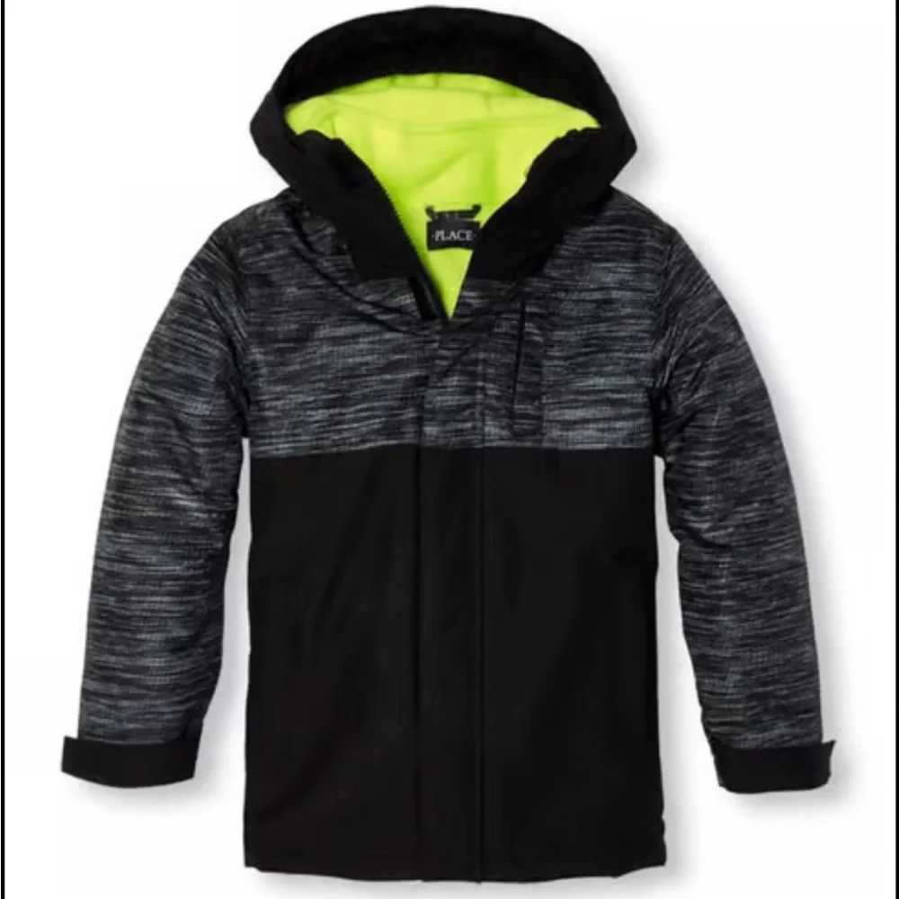 The Children’s Place black neon convertible fleece interior shell jacket medium